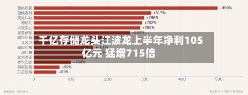 千亿存储龙头江波龙上半年净利105亿元 猛增715倍-第2张图片