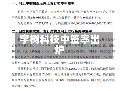 宇树科技中签率出炉